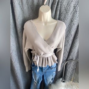 Light Grey Peplum Sweater